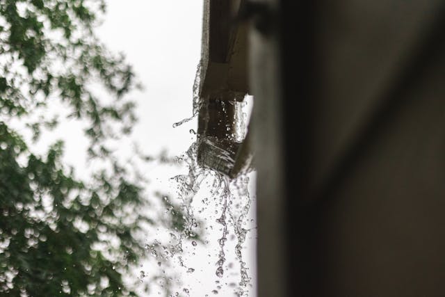 water running out of gutter